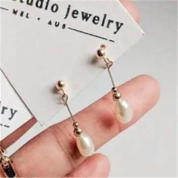 10-11mm Balta baroko perlų auskarai 18k Ausies Stud temperamentas mados elegantiškas nereguliarus klasikinis subtilus juvelyrikos