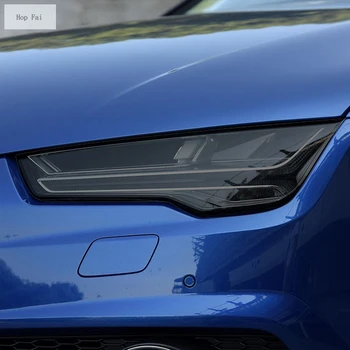 2 Vnt Automobilių Žibintų Apsauginės Plėvelės Vinilo Skaidri Juoda TPU Lipdukas Audi A7 S7 RS7 4K 4G 2015-Pateikti Priedai
