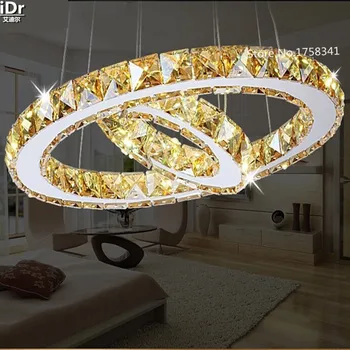 2 žiedų LED Šviestuvai Kūrybos turas restoranas šiuolaikinės kristalų lempos kambarį valgomasis apšvietimo, sodo aukso lempos