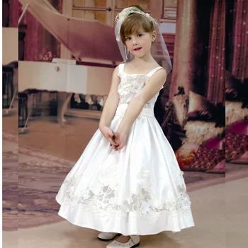 2020 nauja mada, vaikų drabužiai Princesė išsiuvinėti vestuvių gėlės