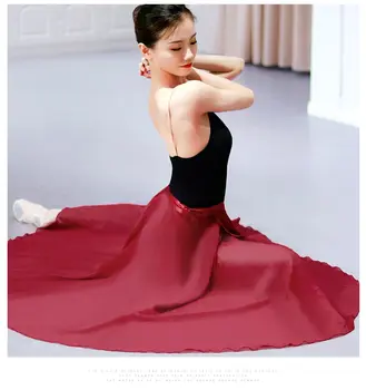 2020 Suaugusiųjų Ilgą Šifono Baleto Sijonai Moterims Lyrinis Minkšti Baleto Suknelė Juoda Bordo Šokio Kostiumai