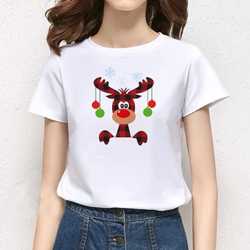 2021 Linksmų Kalėdų Spausdinti Juokingi marškinėliai Baltos Viršūnės Atsitiktinis Trumpas Camisetas Mujer_T-Shirt Mielas Str Tee Hipster Grunge T-shirt