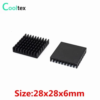 20pcs Ekstruzinio Aliuminio heatsink 28x28x6mm juoda šilumos kriaukle Chip VGA RAM LED IC radiatorius, RADIATORIUS aušinimo