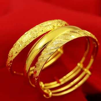 3 - Stiliaus Nebereikalingas Bangle Geltonos Aukso Užpildytas Klasikinis Vestuvių Moterų Reguliuojamas Bangle Apyrankės