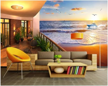 3d kambario tapetai pasirinktinius nuotraukų freskos Ocean view house pajūrio saulėlydžio peizažas tapybos 3d sienos freskos tapetai, sienų ir 3 d