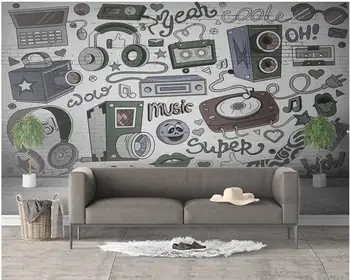 3d tapetai sienos ritininis užsakymą freskos Muzikos instrumentų garso muzikos doodle dekoro kambarį foto tapetai ant sienos