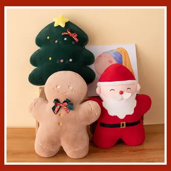 45cm Kawaii Kalėdų Serija Santa Claus Meduoliai su imbiero priedais vyras Pliušinis Žaislas Įdaryti Minkštas Mielas Sausainių Pagalvę Kalėdų Eglutė Dovanų Puošimas