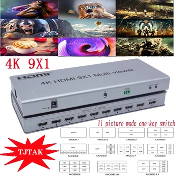 4K HDMI 9x1 Quadrilatero Multi-Viewer HDMI Switcher 9 em 1 Para Forumuose SEM Emenda MultiViewer Perjungti ir Tela Divisor Conversor