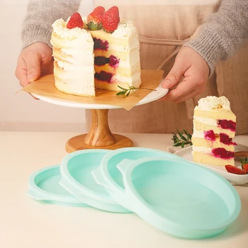 4PCS/Set 6inch Non-Stick Silikono Torto Formos Apvalus Tortas Kepimo Bakeware Nustatyti Pica Pelėsių Tortas Minkštas Apdailos Įrankiai 1,5 cm aukščio