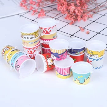 4PCS/Set Mini Miniatiūriniai Gėrimas Ice Cream Taurės Virtuvės Modelį, Vaikai Spalvingas Plastiko Apsimesti Žaisti Žaislai 