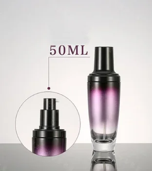 50ml violetinė stiklo losjonas butelis su juoda siurblys black dangtis serumas/kremas/fondas Kosmetikos Pakuotės