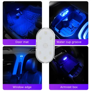 5V USB Įkrovimo Automobilių Stiliaus LED Touch Naktį Žibintai Belaidžio Interjero Auto Stogo Lubų Skaitymo Lempos, Durų Snukio Kamieno
