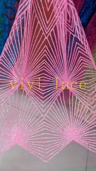 5yards AYX017 27-087 sparkle klijuojami blizgučiai afrikos tiulio tinklelio nėriniai už pjovimas suknelė/vakarinę suknelę