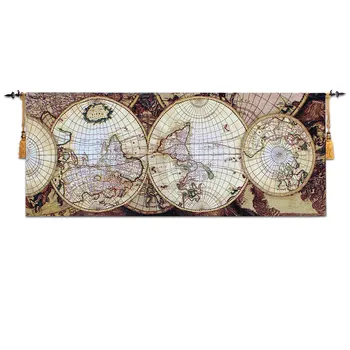 70*170cm Belgijos Viduramžių Gobelenai Namų Puošybai 100% Medvilnės Pasaulio Žemėlapyje Senovinių Gobelenų Dekoro Voyager Sienos Kabo Gobelenas