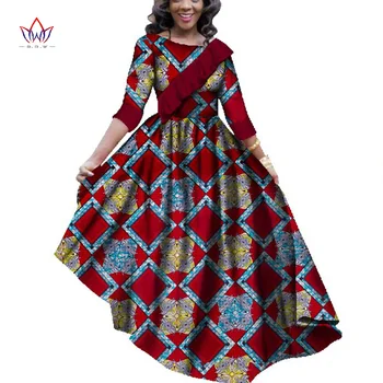 Afrikos Suknelės Moterims BINTAREALWAX Dashiki heidi bazin Riche Ankara Spausdinti Atsitiktinis Suknelė Pavasarį ir rudenį Kulkšnies ilgis Suknelė WY1628