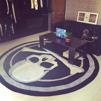 akrilo kaukolė Apvali kilimo tendencija asmenybės juoda ir balta gyvenamasis kambarys su sofa-lova, miegamojo mados užsakymą kilimas montavimo kambario kilimėlis
