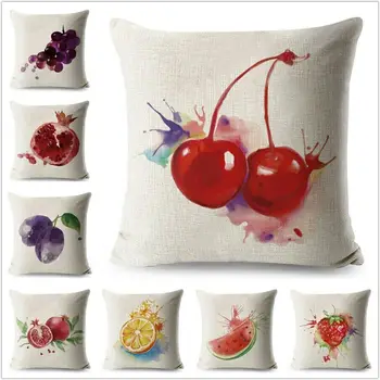 Akvarelė Braškių, vyšnių Augalų Vaisių Pagalvėlių Apvalkalus Sofos Pagalvės užvalkalą