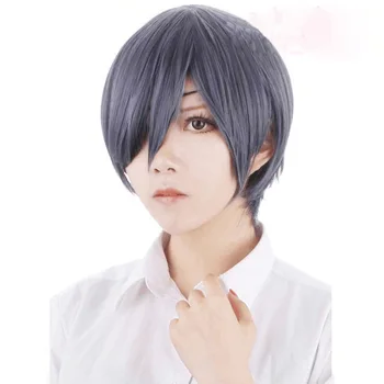 Anime black butler kuroshitsuji ciel phantomhive perukai mėlyna atsparus karščiui cosplay perukas sintetinis plaukai + perukas bžūp