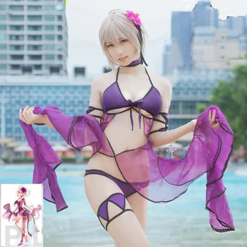 Anime Likimas Grand Kad Jeanne d ' Arc Cosplay Kostiumas Seksualus Bikini maudymosi kostiumėlį, Kostiumą Pakeisti maudymosi Kostiumėliai, Pilnas Komplektas