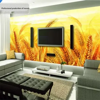 Aukso geltonos kviečių TV fono sienos profesinės gamybos sienų tapetai užsakymą plakato nuotrauką sienos