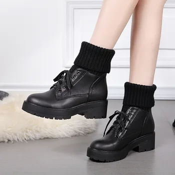 Aukšto kulno batai moterims, batai 2019 mados pliušinis nėrinių išlaikyti šiltas žiemą moterų batai naujo dizaino bateliai moteris batai female899