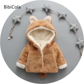 Baby girl žiemos medvilnė paminkštinimas kailis plius aksomo storas kailis eiti medvilnės drabužius merginos žiemos megztinis medvilnės striukė