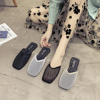 Baotou butas šlepetės mados vasaros korėjos versija Muller batai tingus tuščiaviduriai akių orui moterų sandalai ir šlepetės