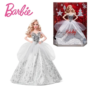 Barbie Originalo Parašas 2021 Atostogų Lėlės 12-Colių Šviesūs Banguoti Plaukai Juoda Suknelė Lėlės Uzpost Veiksmų Modelio Figūra Stovi Dovana