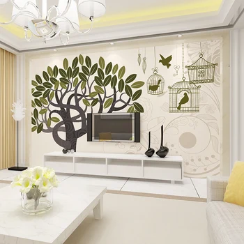 beibehang papel de parede para quarto 3d medis su paukščiais dažytos, tapetai užsakymą tapetai modernus gyvenamasis kambarys su sofa-tapetai, 3d