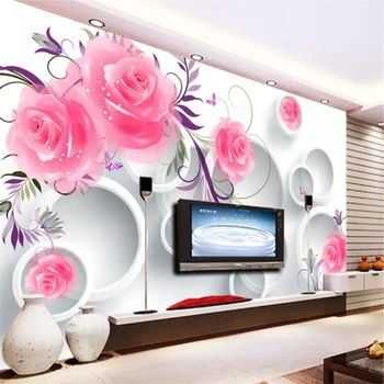 beibehang papel de parede Užsakymą tapetai 3d freskos rožių gėlių pintais ratas TV fono sienos kambarį miegamojo tapetai