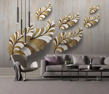 Beibehang Užsakymą sienų tapetai, 3D aukštos kokybės reljefinis aukso lapų miegamojo kambarį fone sienų apdaila tapetai
