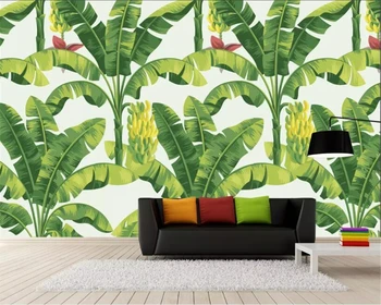 Beibehang Užsakymą Sienų Tapetai Europos Stiliaus Modernus tropinių miškų augalų bananų lapų fone sienos 3d tapetai