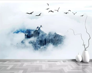 beibehang Užsakymą tapetai ranka-dažytos skrendančių paukščių debesų fone freskos asmenybės tapetai Miegamojo lova 3d tapetai