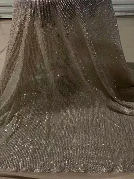 Blizgučiai siuvinėjimas audinio prancūzijos tiulio tinklelio nėriniai /Su blizgančiais Afrikos nėrinių Vakare suknelės, šaliai suknelė