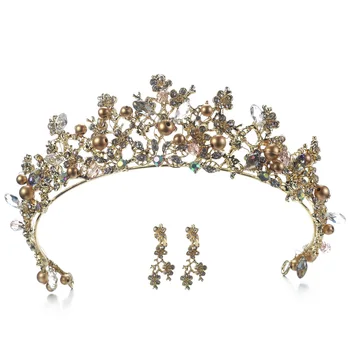 Bridal Crown Gėlių Nuotaka Plaukų Papuošalai Kristalų Princess Tiara Karūna Vestuvių Plaukų Aksesuarų, Rankų darbo plaukų papuošalai