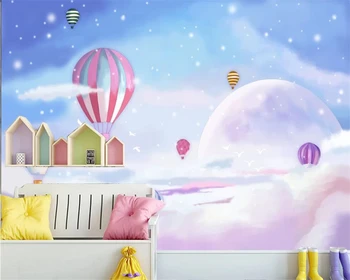 Custom 3d tapetai kambarį freskos šiuolaikinių Animacinių filmų ranka pieštas viduržemio jūros karšto oro baliono vaikai fone 3d tapetai