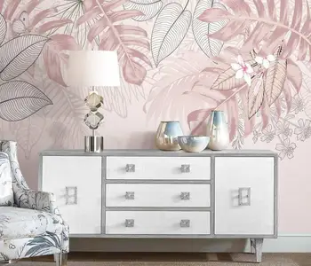 Custom 3D Tapetai Šiuolaikinės rožinė tropinių augalų Freskomis tapetai Kambarį Miegamojo Romantiškas Namų Dekoro Papel De Parede 3 D