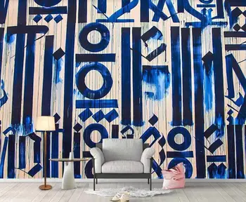 custom blue sienų tapetai, 3d Graffiti linijos foto freskos gyvenimo kambario, miegamasis Baras foną 3d sienos