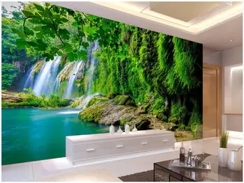 Custom freskos 3d foto tapetai Kalnų upelis, vandens krioklio Žalia kraštovaizdį kambarį namų dekoro tapetų sienos, 3 d