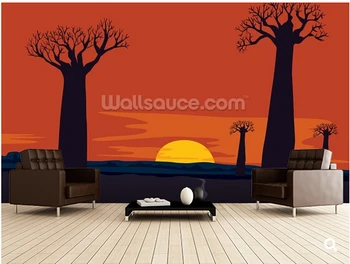 Custom vaikų tapetai,Boab Medžiai,3D animaciją, piešiniai vaikų kambaryje sofa fone vandeniui tapetai