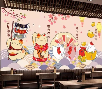 Dekoratyvinės tapetų Pusės-dažytos stiliaus piešimo katė fone sienų tapyba