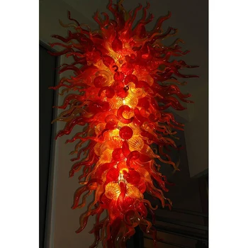Didelis Italija Murano Stiklo Sietynas Ugnies Raudonos Spalvos LED CE, UL 100% Ranka Pūstinis Stiklas Liustra Apšvietimo
