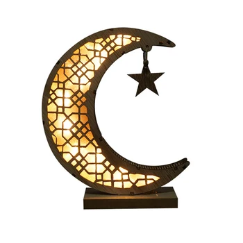 Eid Mubarakas Kareem Medinių Amatų Mėnulis Ramadanas Dekoracija Namuose Medienos LED Šviesos Islamo Dovanų Musulmonų Pakabukas Partija Pasisako