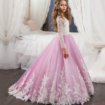 Elegantiškas Ilgas Suknelės Mergaičių Suknelė Kilnus Vaikai Mergina Suknelės Baby Girl Princesė Dress Vaikų Drabužių Vestuves YCBG1811