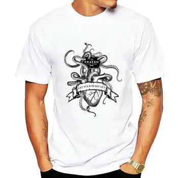 Etiketės, Marškinėliai Kraken Romas piratai piratai Etiketės Aštuonkojai Širdį T-Shirt Vyras