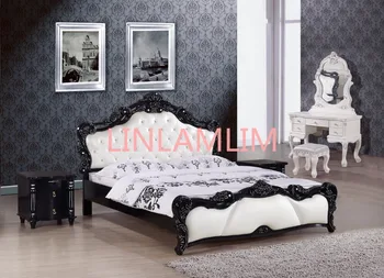 Europoje ir Amerikoje natūralios odos lova rėmo Šiuolaikinės Minkštos Lovos Namų Miegamojo Baldai cama muebles de dormitorio / camas quarto