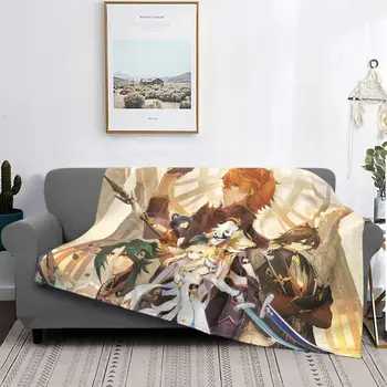 Genshin Auswirkungen Acg Anime Decke Vilnos Frühling Herbst Retro Manga Tragbare Weichen Werfen Decken für Sofa Reise Bettwäsche