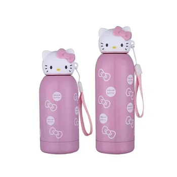 Hello Kitty Dulkių Puodelis 304 Nerūdijančio Plieno, Kawaii Anime Mini Katės Galva Nešiojamų Vandens Puodelį Studentai Mokyklos Geriamojo Vandens Puodeliai