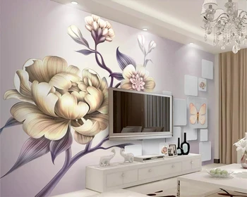 Individualizuotos fono paveikslėlį ranka-dažytos bijūnas gėlių 3D TV foną, sienos popieriaus namų puošybai kambarį freskomis 3d tapetai