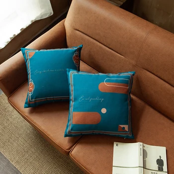 INS Šiaurės mėlynos kavos sofa dekoratyvinė pagalvėlė padengti 45*45 geometrinis aikštėje pagalvę padengti miegamasis kėdė offcie namų užvalkalas